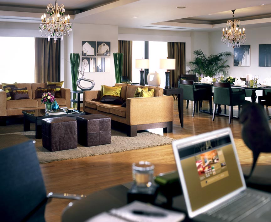 Dinning room living room coffee table with laptop